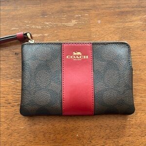 Coach Brown and Red Wristlet